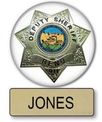 Jones Reno 911 Name Badge & Deputy 3" Button Halloween Costume 
